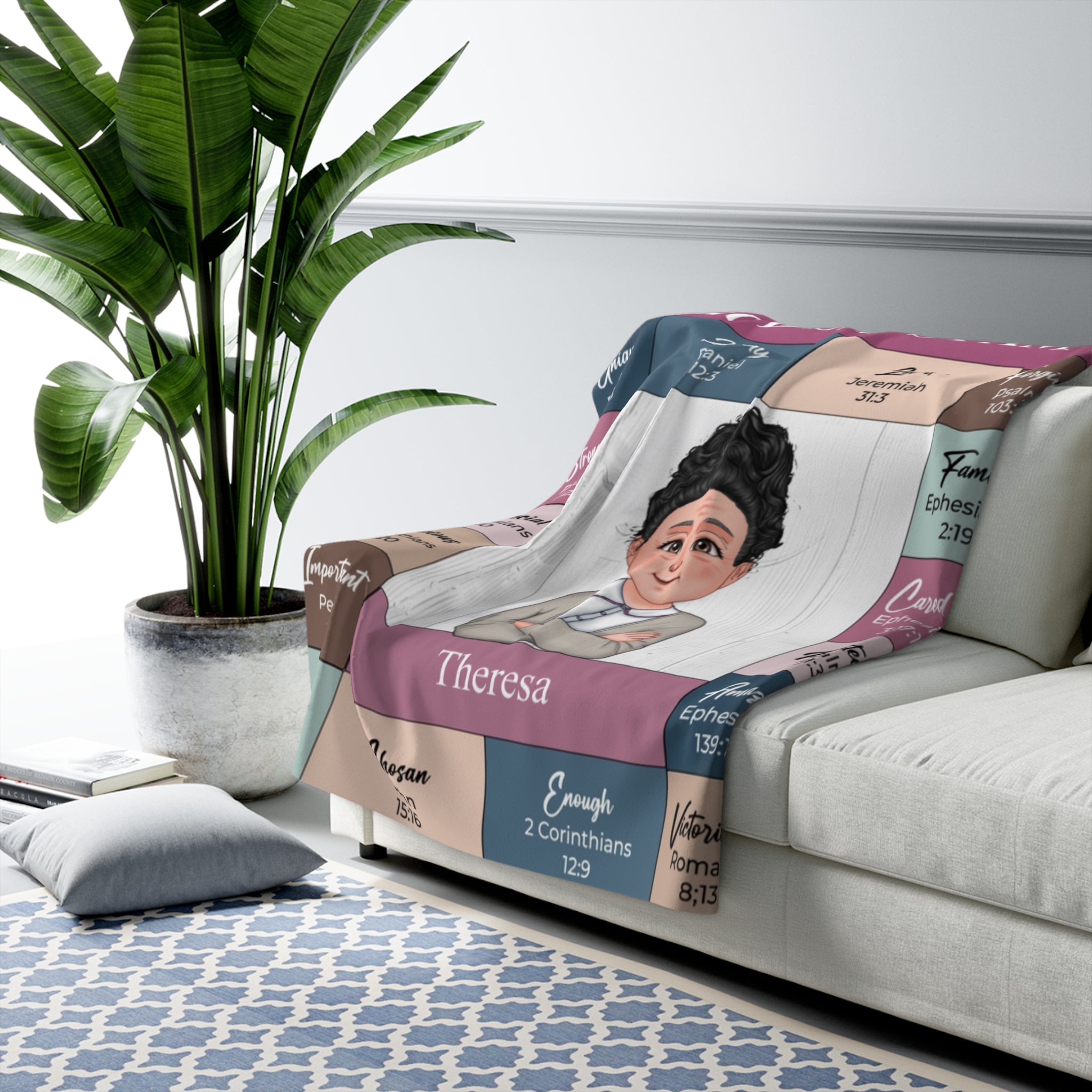 Personalized Christian Blanket with Bible Verses and Custom Portrait | Arctic Fleece Blanket